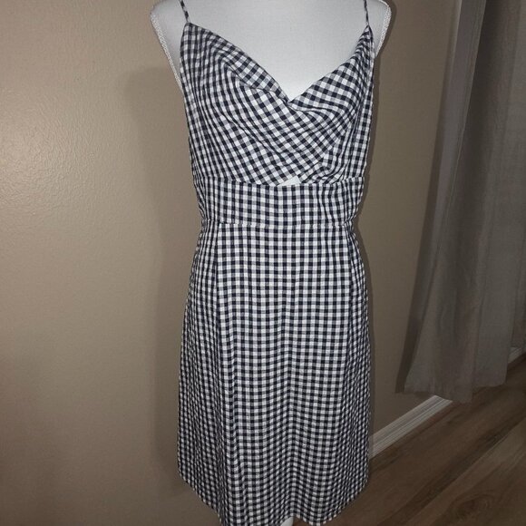 LOFT Gingham Fit & Flare Dress – Size 12 - Picture 3 of 6
